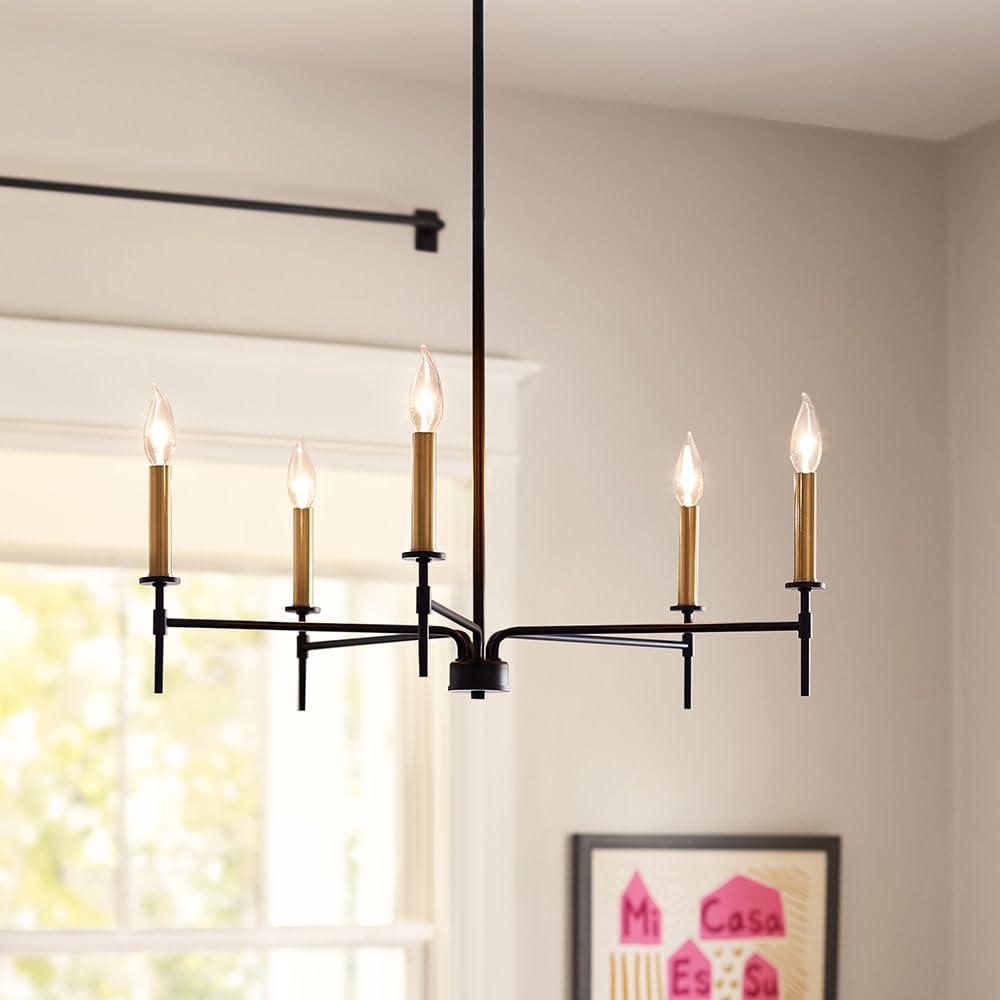 Lark Hux 5 - Light Fabric Dimmable Modern Linear Chandelier