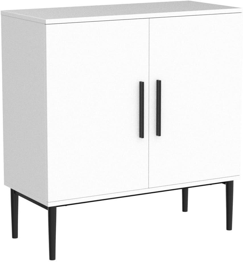 Storage Cabinet, Modern Accent Buffet Cabinet, Free Standing Sideboard and Buffet Storage with Door, Wood Buffet Sideboard for Bedroom, Living Room, Kitchen or Hallway (1, White)