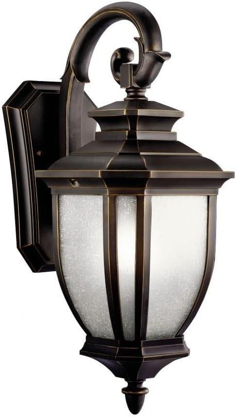 Bronze Lantern Style Outdoor Wall Sconce with White Shade