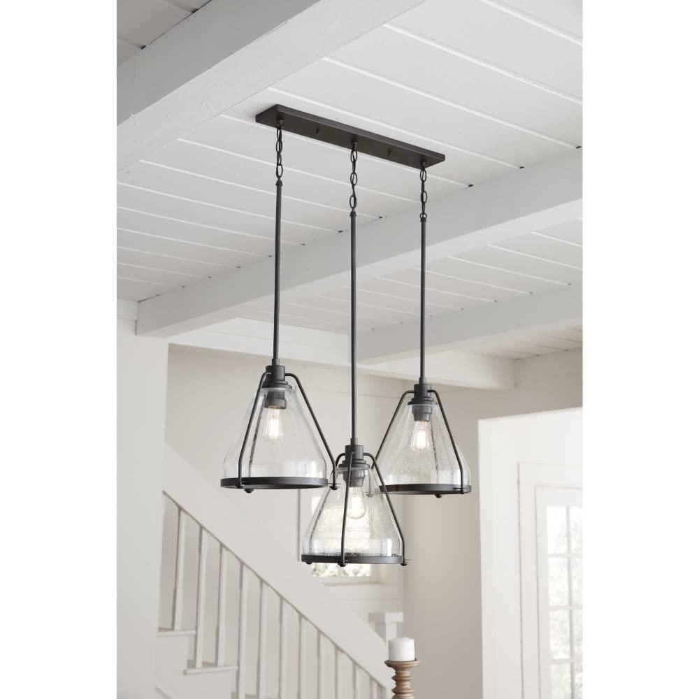 Progress Lighting, Range Collection, 1-Light Wall Sconce, Graphite Finish, Clear Seeded Glass Shade