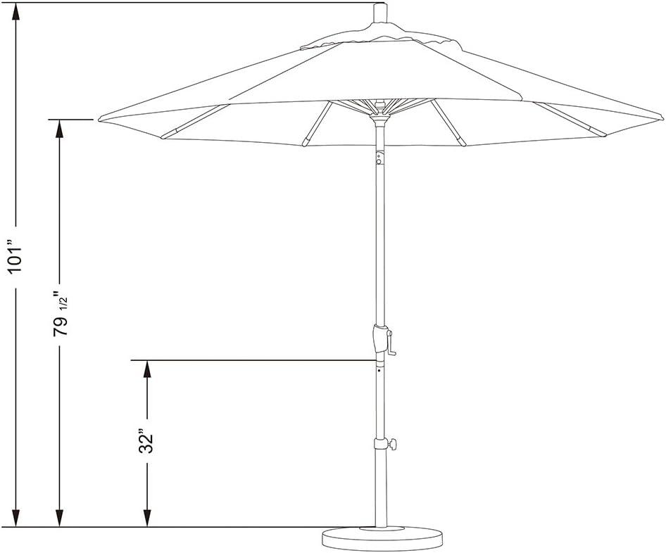 9 ft. Gray and White Striped Aluminum Patio Umbrella