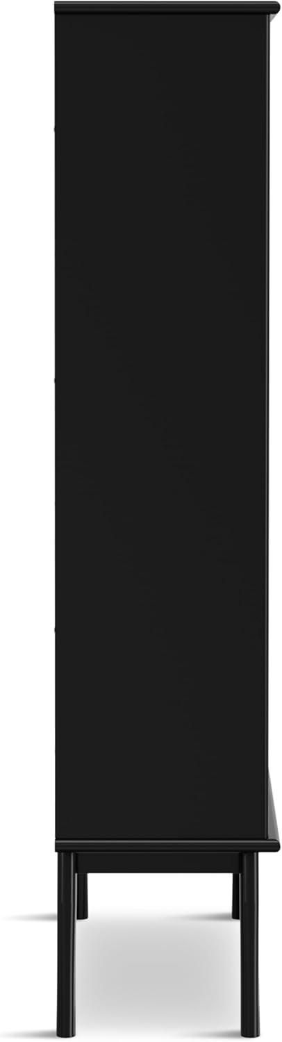 Simpli Home Draper SOLID HARDWOOD 64 inch x 35 inch Mid Century Modern Wide Bookcase and Storage Unit in Black