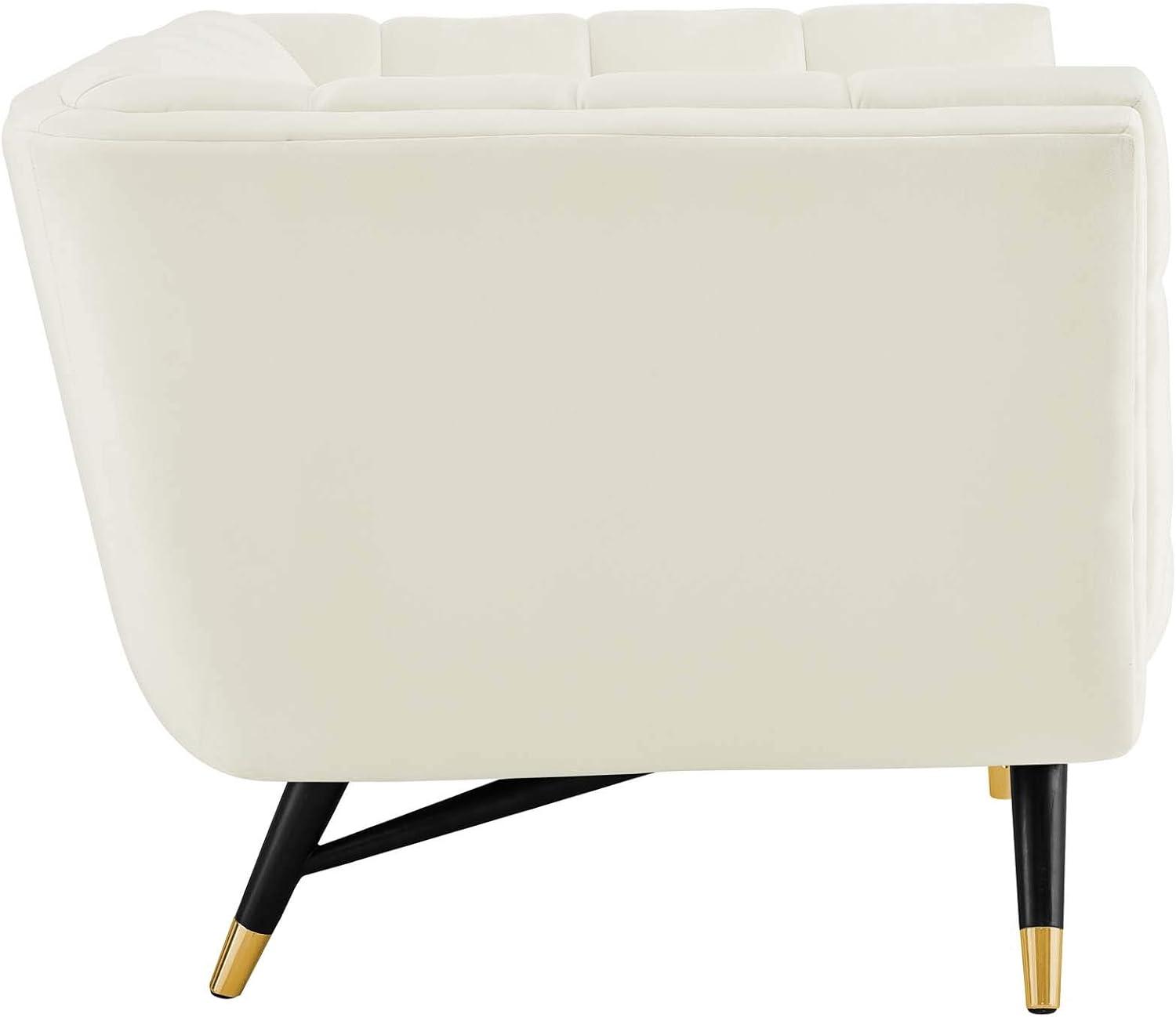 Modway Adept Performance Velvet Accent Armchair in Ivory and Black