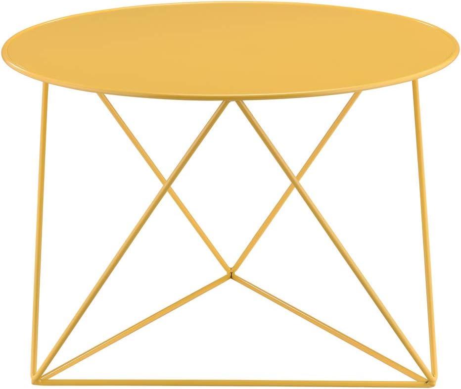Epidia Accent Table Yellow - Acme Furniture: Modern Geometric Metal Base, 17" High