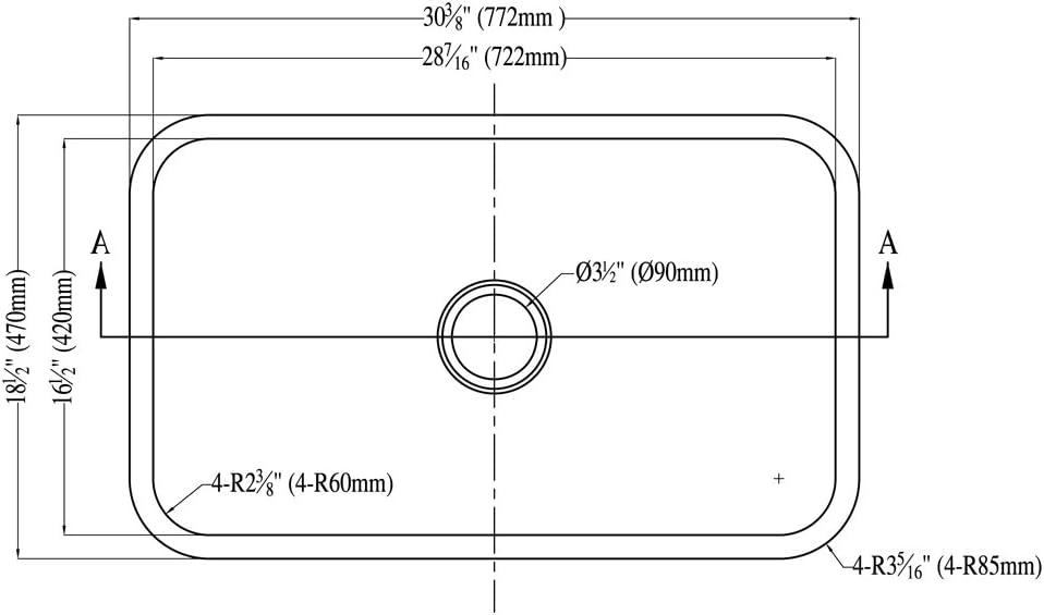 30.38" L x 18.5" W Undermount Rectangular Single Bowl Stainless Steel Kitchen Sink