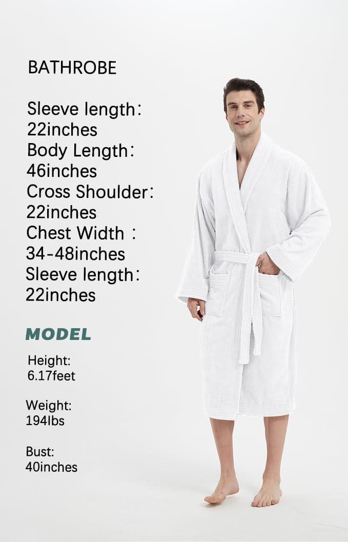 Ramesses Bathrobe Mens,Premium Thick Terry Cloth Bathrobe,Towel Bath robe Long–Staple Combed Men's Cotton Robe
