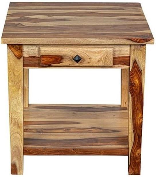 Porter Designs End Table Nightstand Bedside Square in Wood - Brown