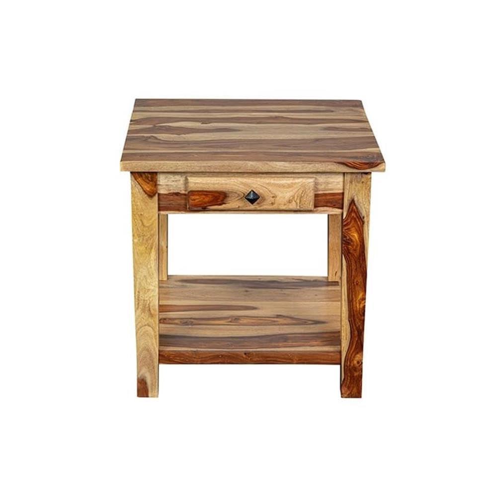 Porter Designs End Table Nightstand Bedside Square in Wood - Brown