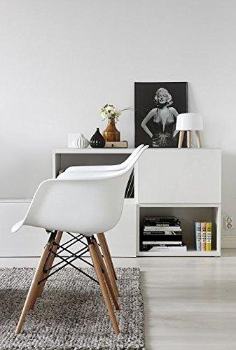 George Oliver Set of 2 Modern Dining Side Chairs from Molded Plastic Armchair Shell with Natural Wooden Legs (Set of 2)