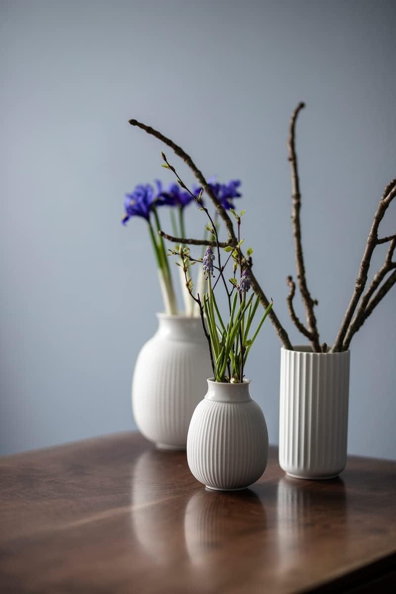 White Fluted Porcelain Decorative Table Vase