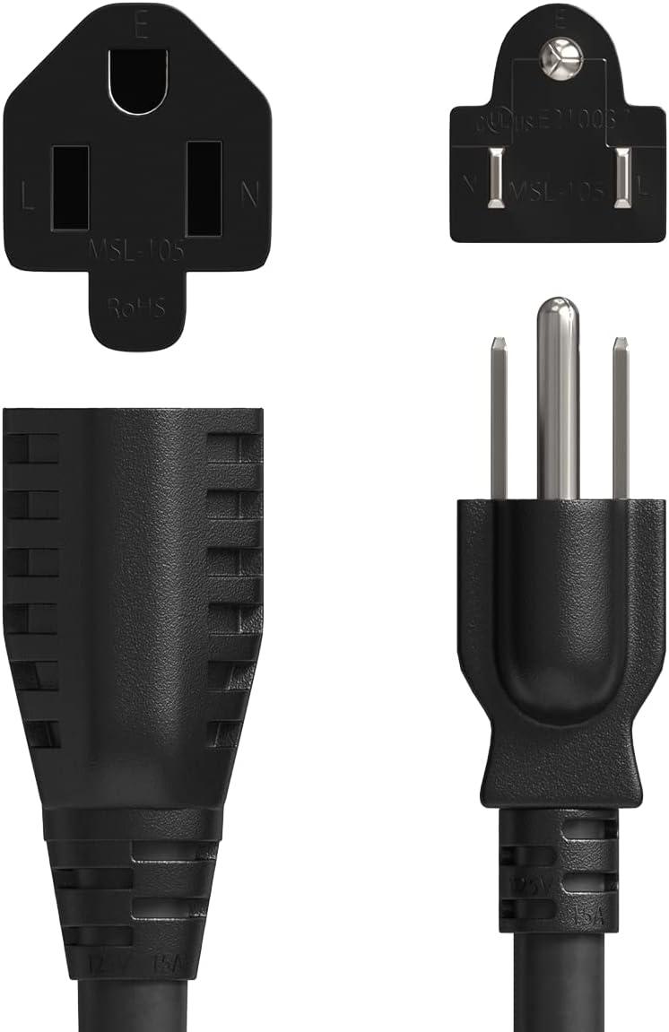 Black Heavy Duty 3-Outlet Power Extension Splitter Cord