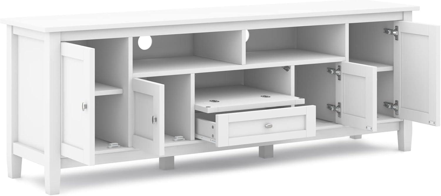 Simpli Home Warm Shaker 72"W Solid Wood TV Stand for TVs up to 80" with 4 Storage Cabinets and 2 Drawers