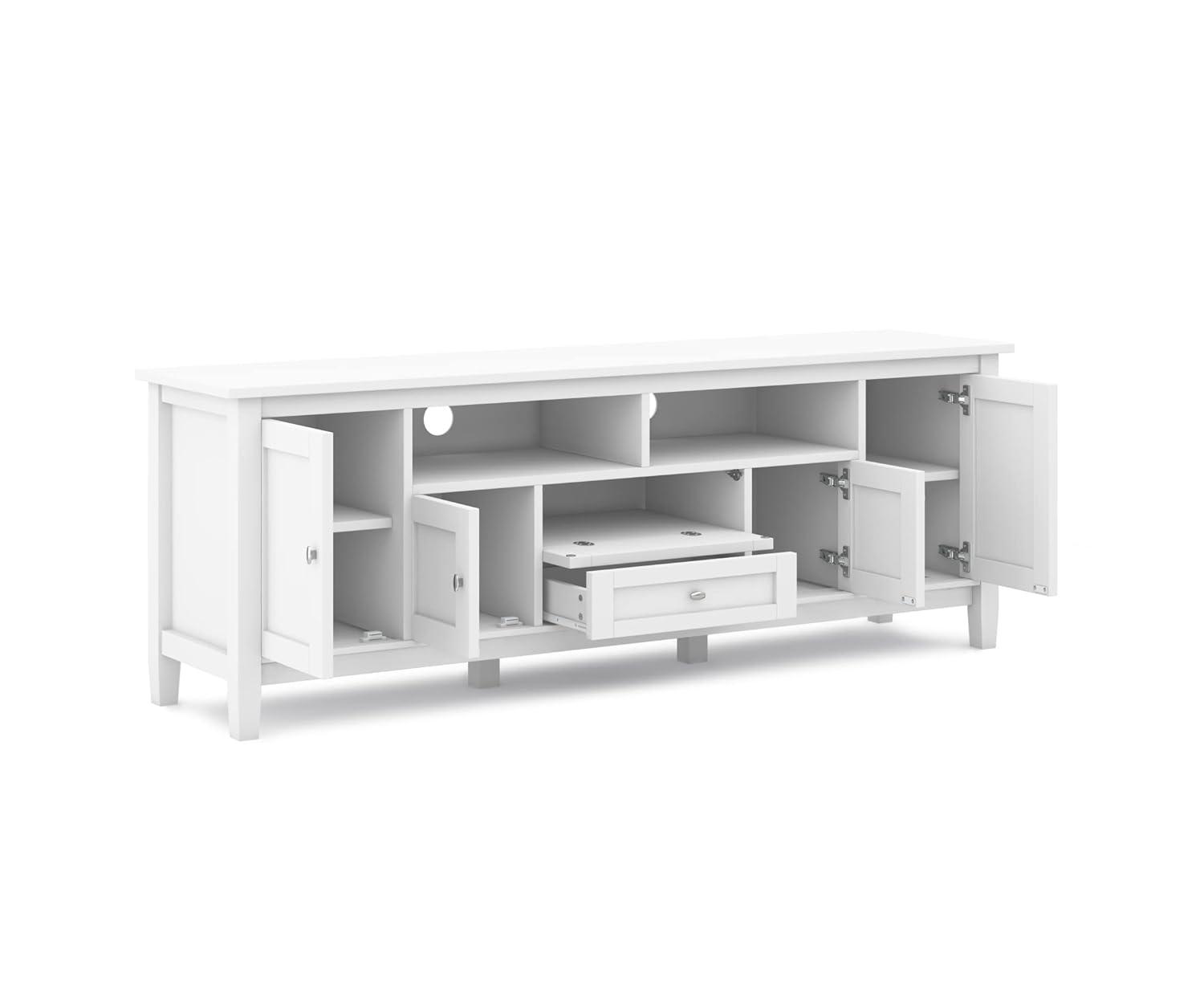 Simpli Home Warm Shaker 72"W Solid Wood TV Stand for TVs up to 80" with 4 Storage Cabinets and 2 Drawers