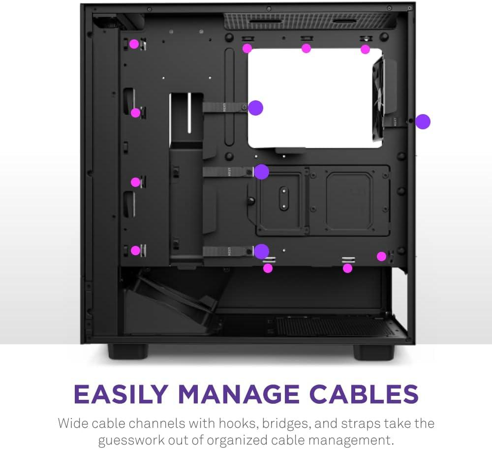 Black Mid Tower Gaming Case with Tempered Glass Panel