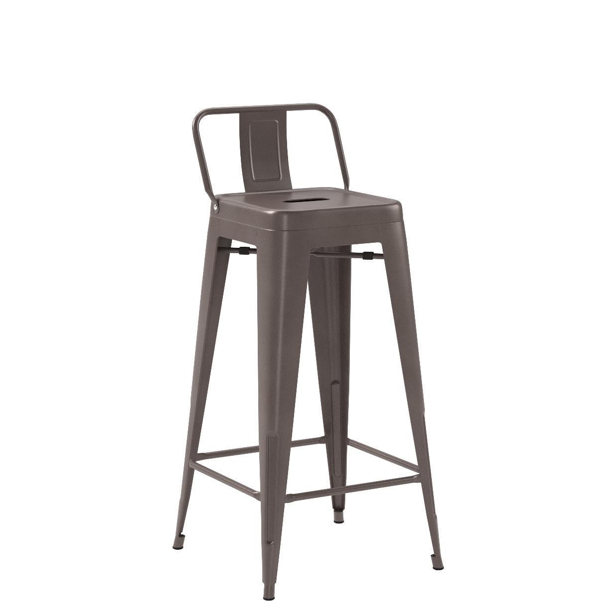 WENTMENT Bar Stools Set of 4 Counter Height Bar Stools Metal Barstools with Removable Back 30" Kitchen Bar Stools with Wooden Seat, Rusty