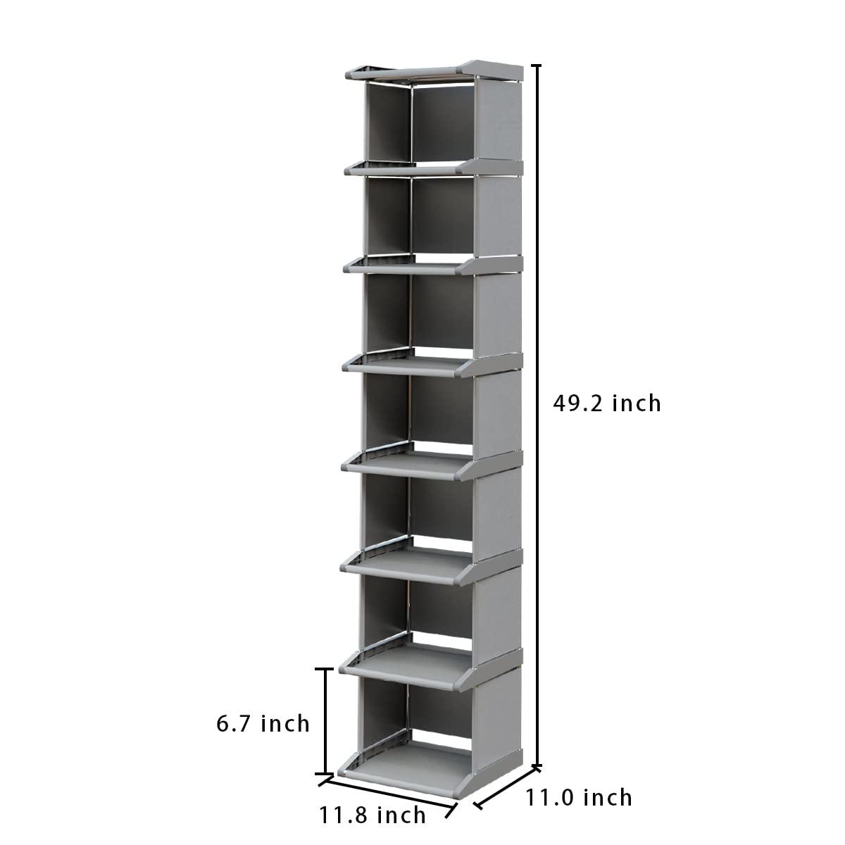 Kitstorack Vertical Shoe Rack: 8 Tiers Stackable Shoe Rack for Closet DIY Free Standing Shoe Organizer Small Shoe Shelf for Small Spaces and Narrow Spaces Plastic