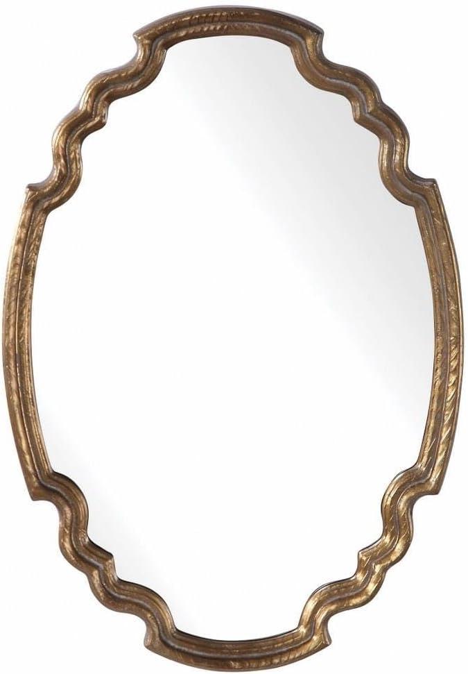 Ariane Gold Leaf 25" x 35" Oval Wood Wall Mirror