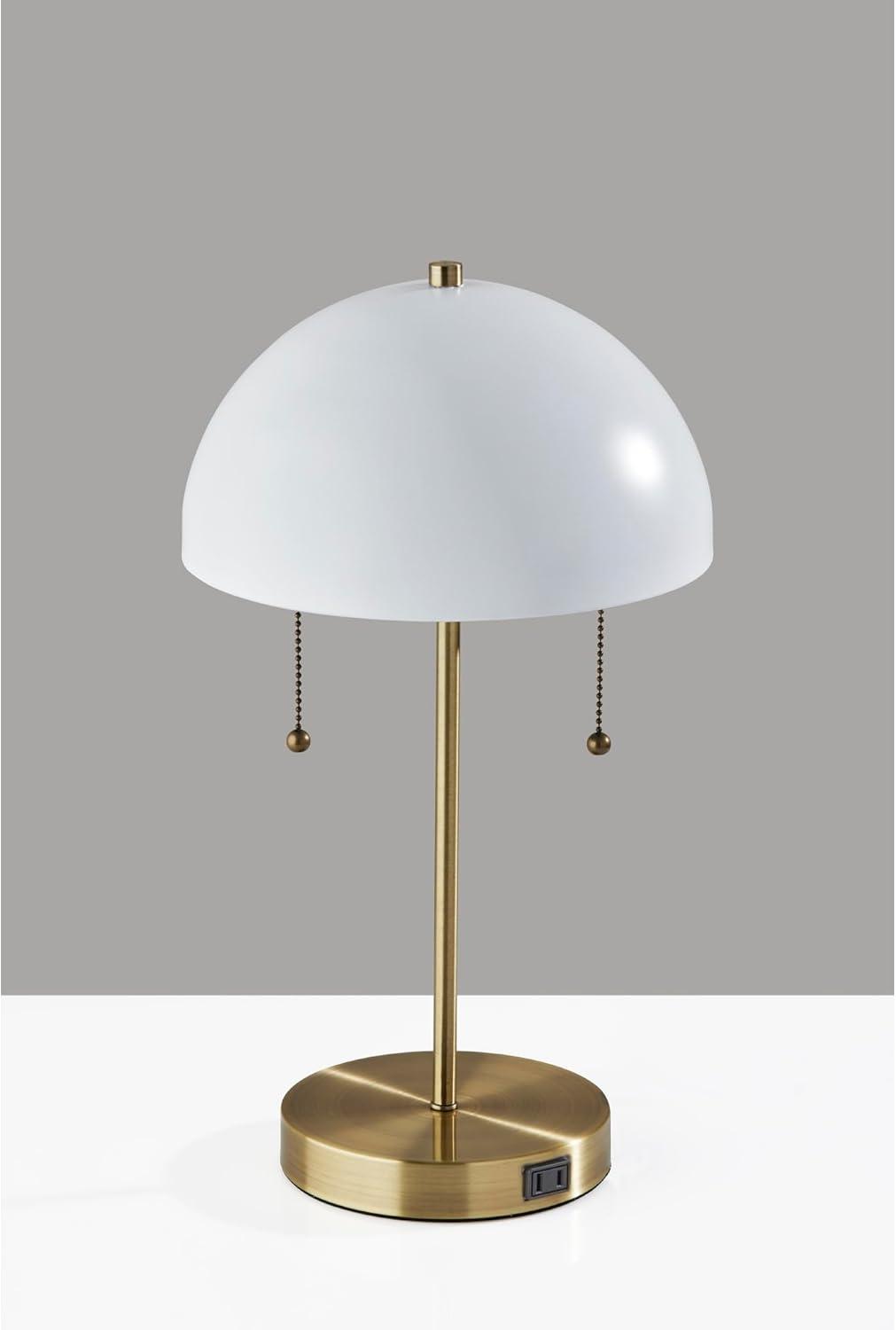 Adesso Bowie Table Lamp, Antique Brass & White, Electronic, Painted White Metal Shade