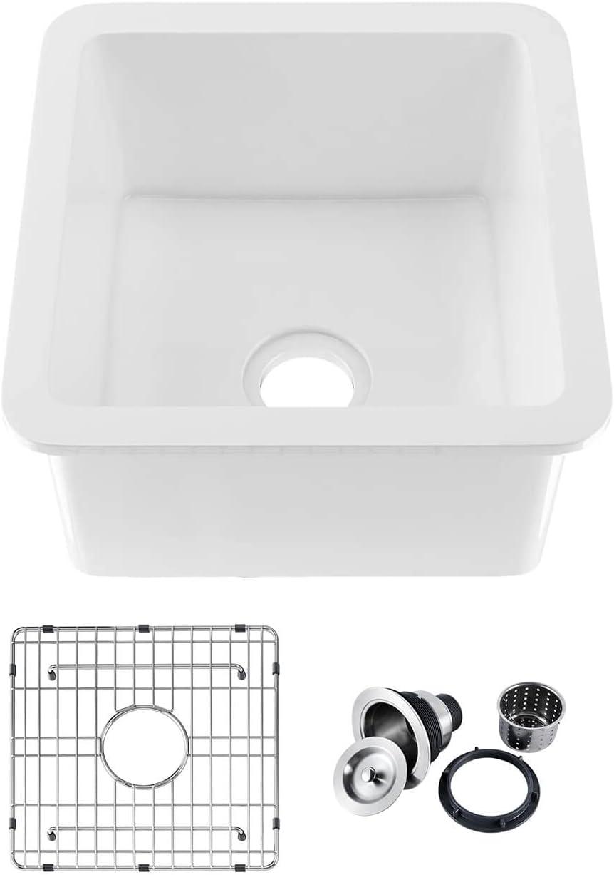 Cubic 18'' L Undermount Single Bowl Fireclay Kitchen Sink