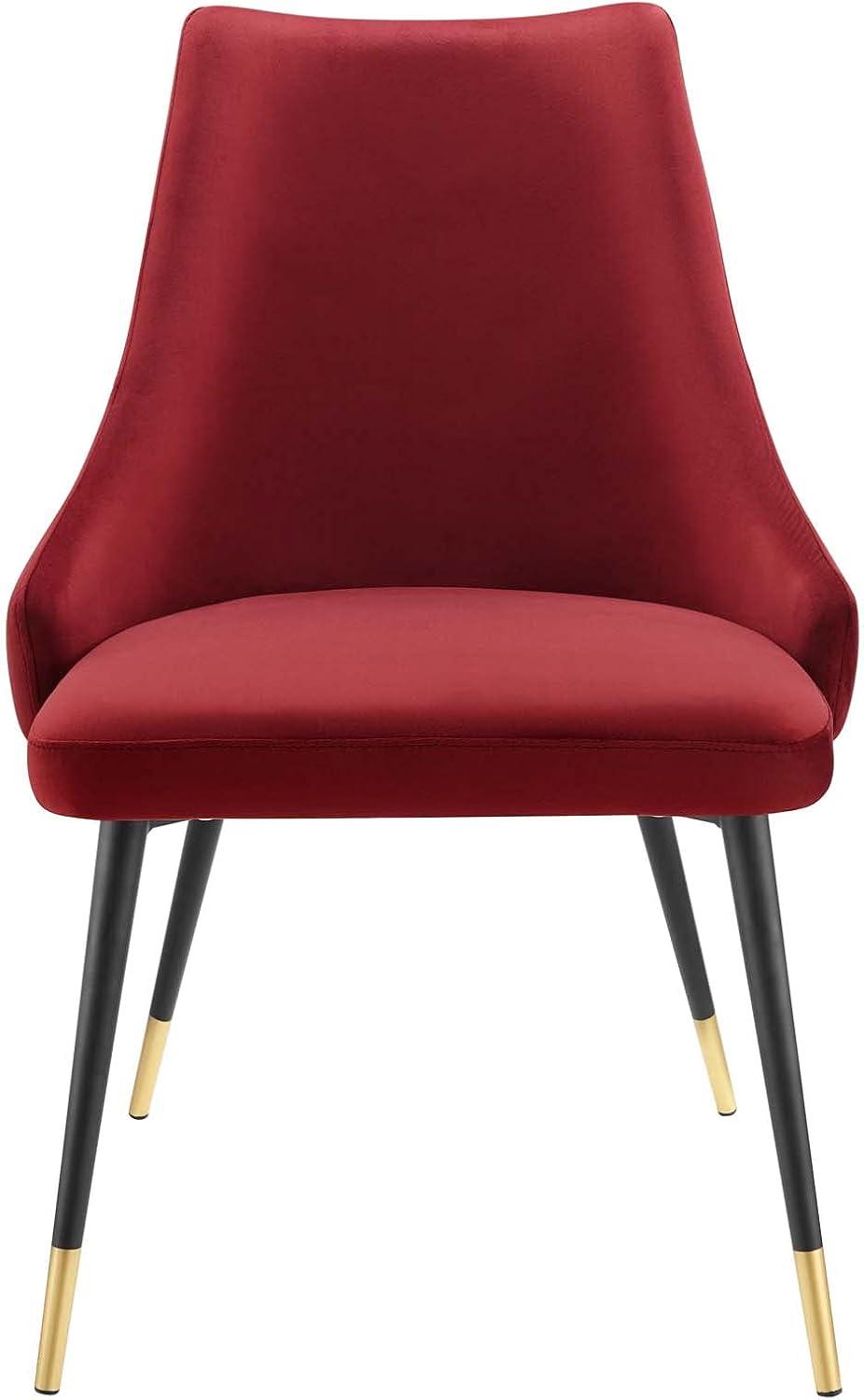 Maroon Velvet Upholstered Side Chair with Metal Legs