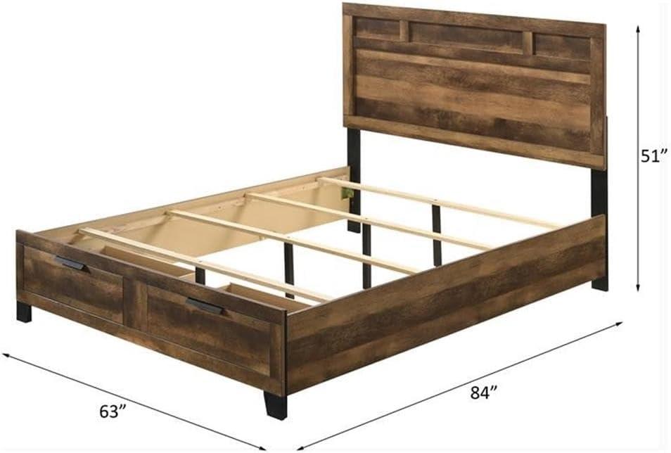 ACME Morales Storage Queen Bed in Rustic Oak