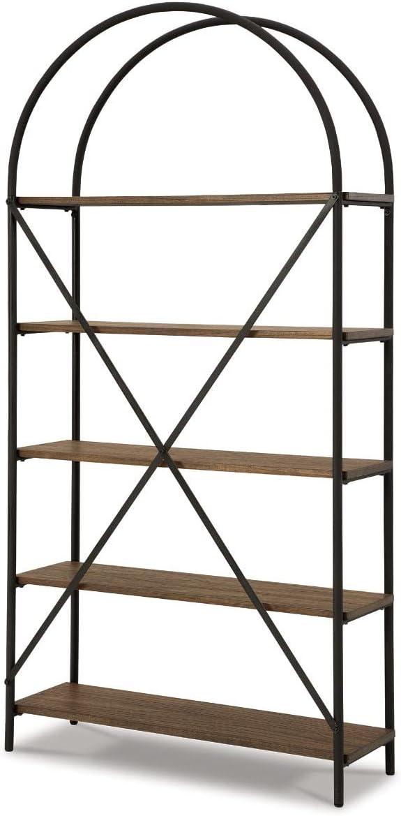 Galtbury Transitional 36'' Black/Brown Metal & Wood Bookcase