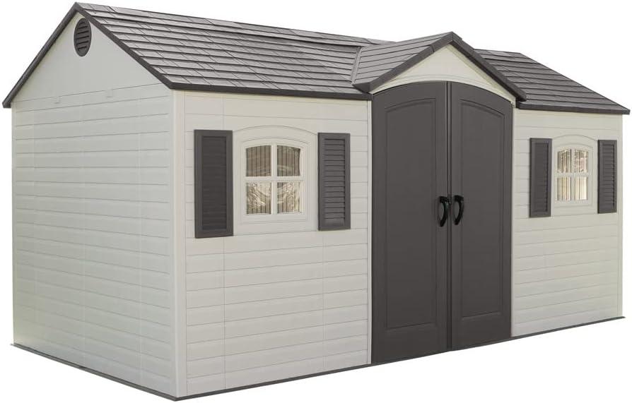 Lifetime 15' x 8' Polyethylene Outdoor Storage Shed with Windows and Shelving