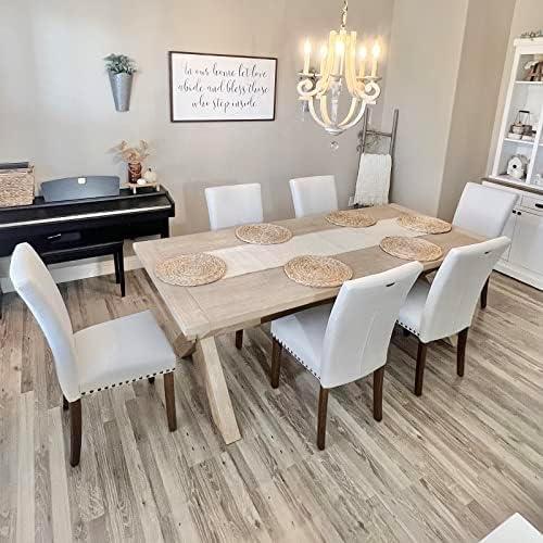 COLAMY Upholstered Parsons Dining Chairs Set of 4, Fabric Dining Room Kitchen Side Chair with Nailhead Trim and Wood Legs - Dark Grey