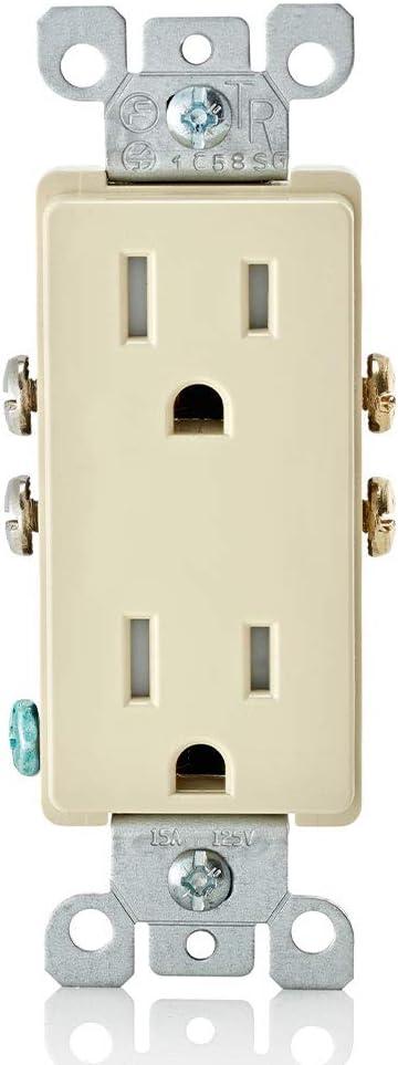 Ivory Tamper-Resistant Duplex Electrical Wall Outlet