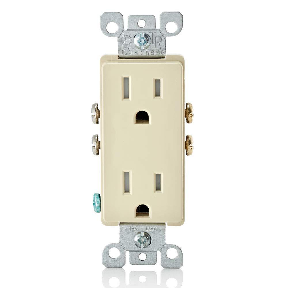 Ivory Tamper-Resistant Duplex Electrical Wall Outlet