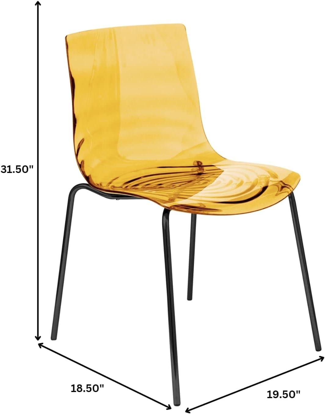 LeisureMod Dining Chair in Polycarbonate with Chrome Legs and Ripple Design Lightweight Easy Assembly for Modern Home, Kitchen, Cafes Astor Collection