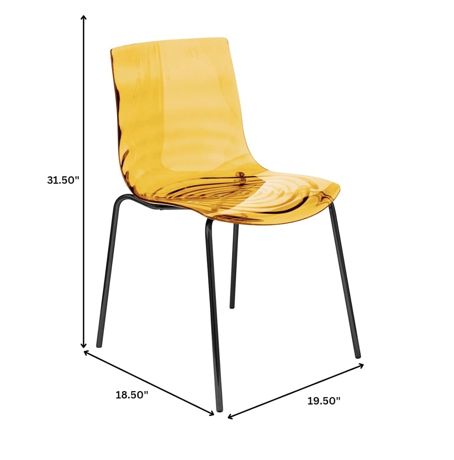 LeisureMod Astor Acrylic Dining Chair - Water Ripple Design & Chrome Finish Metal Legs, Stackable Accent Side Chair
