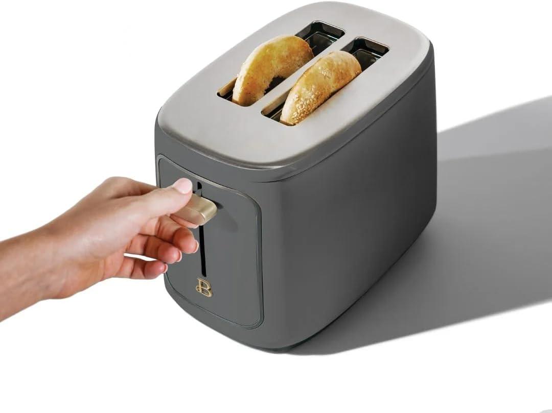 Beautiful 2 Slice Toaster with Touch-Activated Display, Oyster Gray by Drew Barrymore