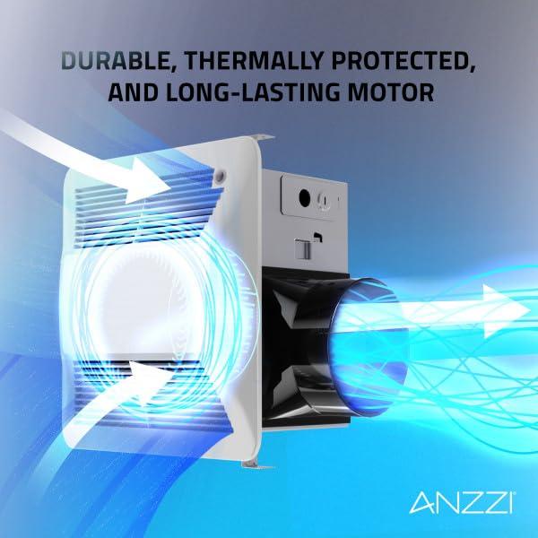 ANZZI 110 CFM 1.3 Sones Super Quiet Square Grill Ceiling Mount Sturdy 26 Watt Bathroom Exhaust Fan With Built-In LED Light Energy Star Rated