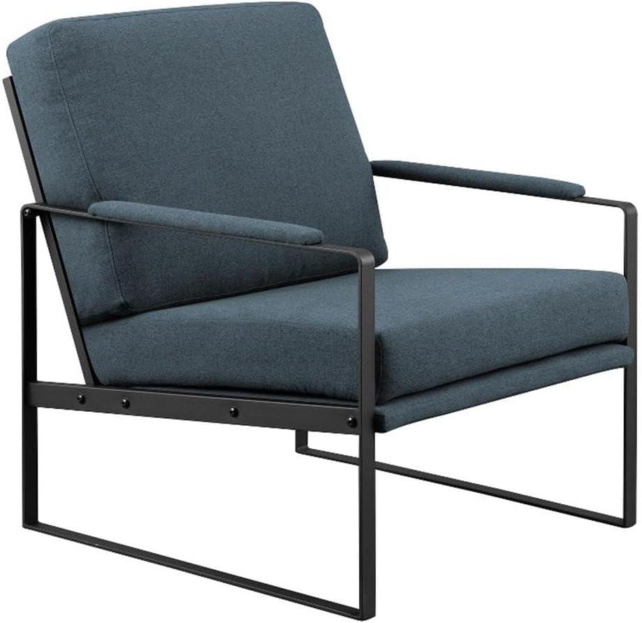 Pemberly Row Contemporary Metal Arm Accent Chair in Indigo Blue / Black