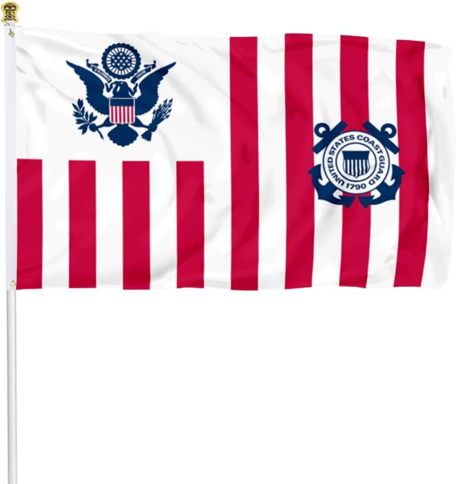 Anley 3x5 Foot Ensign of the Coast Guard Flag - USCG Ensign United States Military Flags