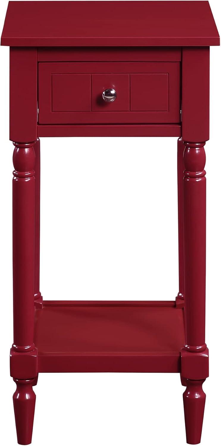 Convenience Concepts French Country Khloe 1 Drawer Accent Table with Shelf, Cranberry Red