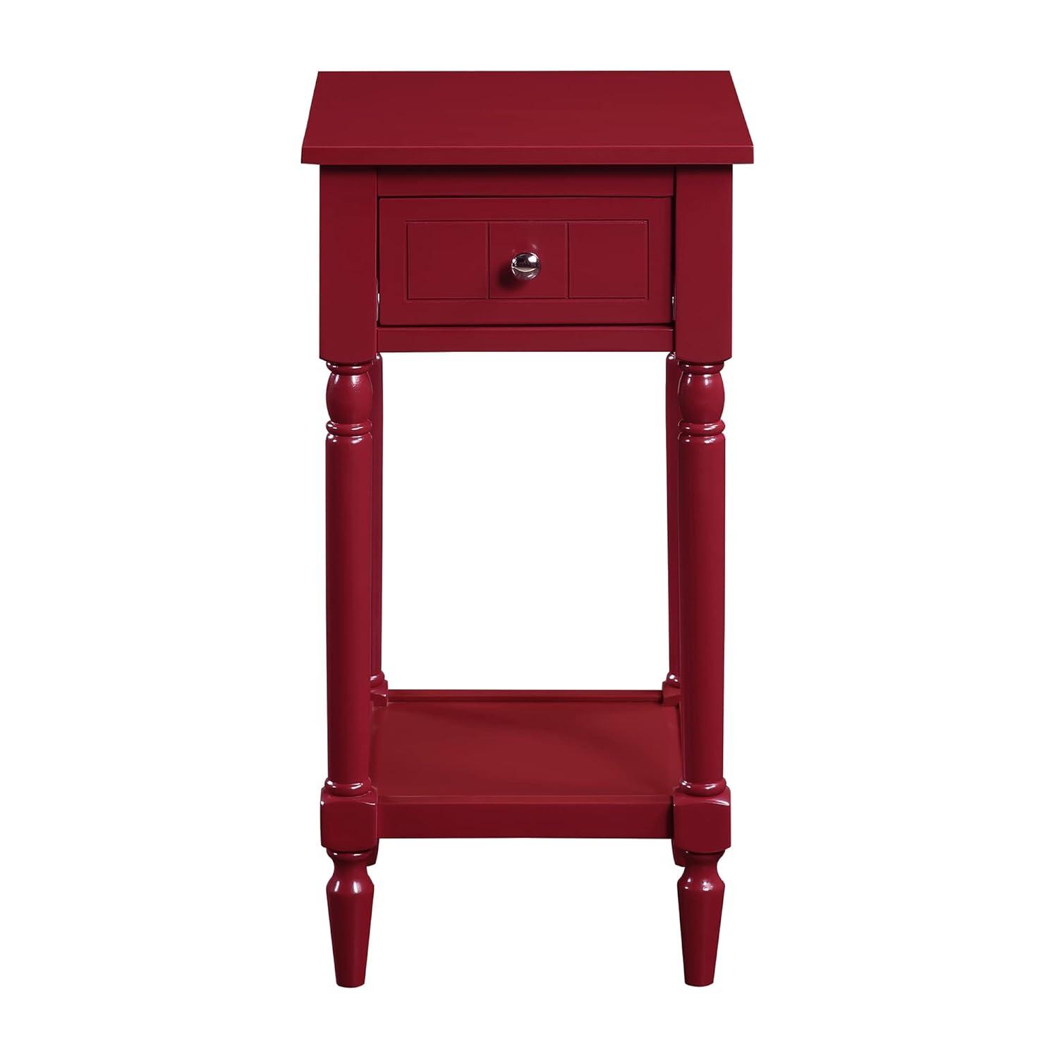 Convenience Concepts French Country Khloe 1 Drawer Accent Table with Shelf, Cranberry Red