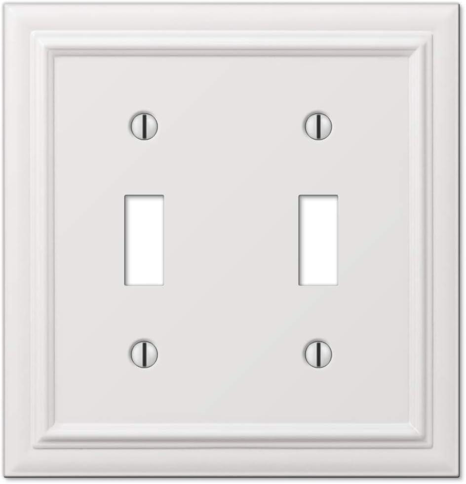 White Cast Metal 2-Gang Toggle Wall Plate