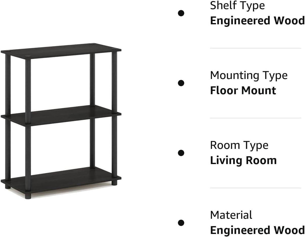 Espresso Black 3-Tier Compact Multipurpose Display Shelf