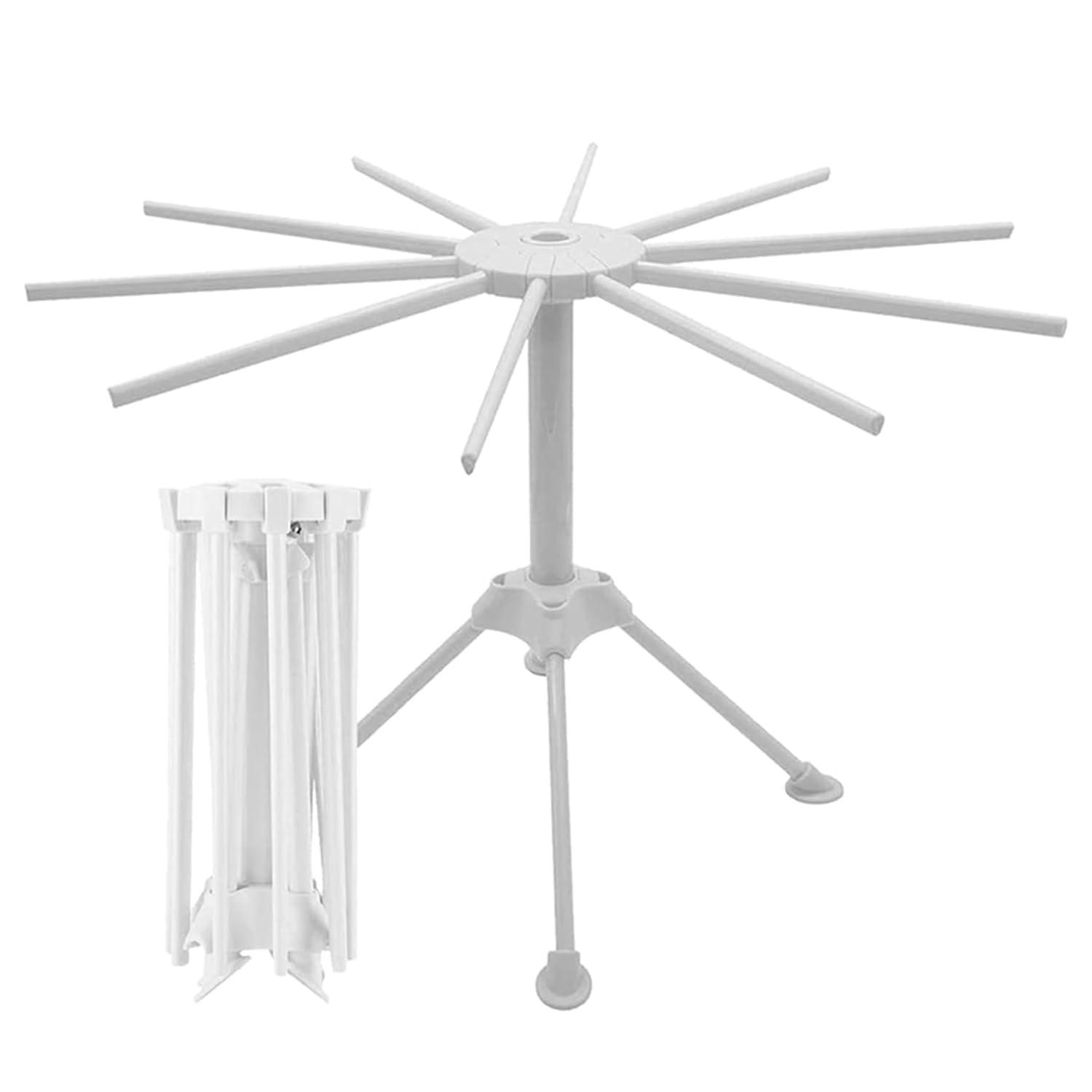 Bugucat Pasta Drying Rack Noodle Stand with 10 Bar Handles Collapsible,Spaghetti Drying Rack,Spaghetti Household Noodle Dryer for Homemade Fresh Spaghetti, Easy Storage and Quickly Set Up