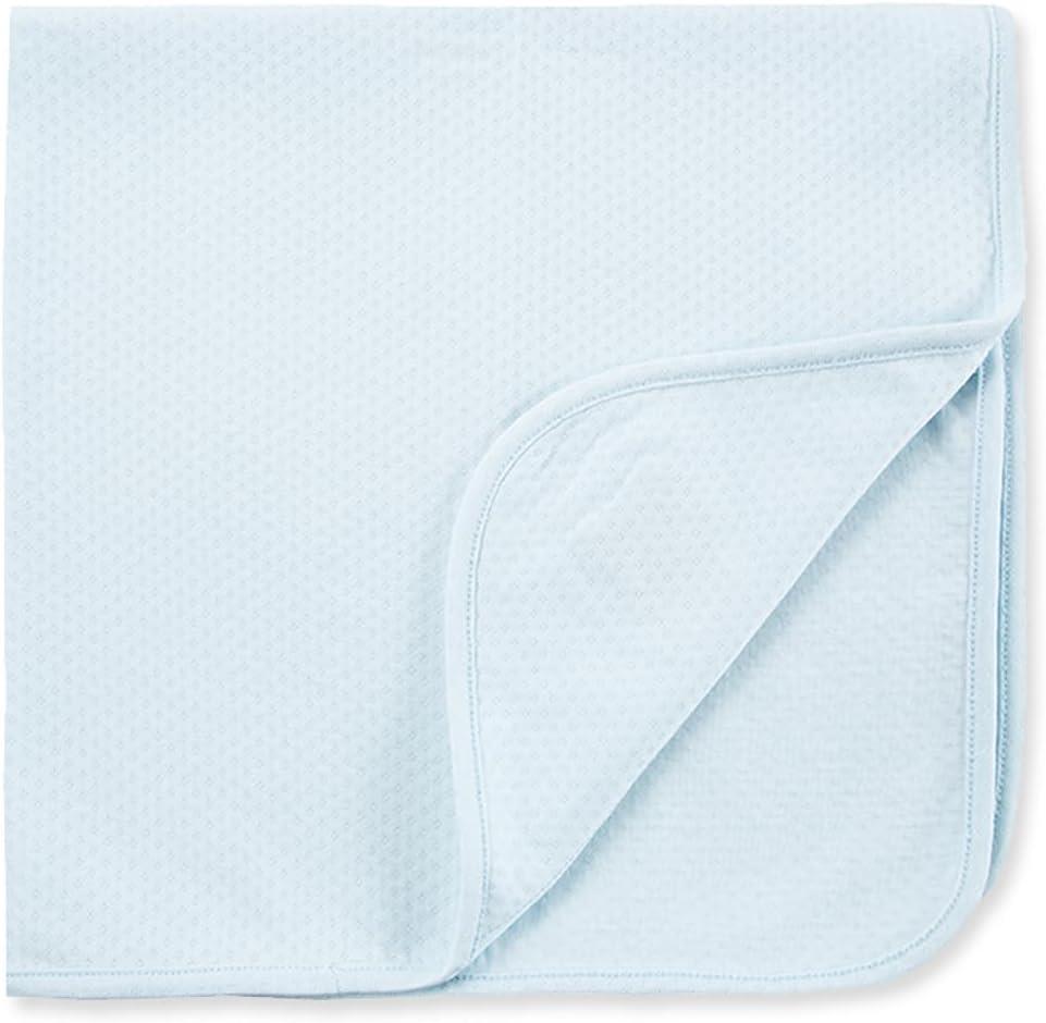 Light Blue Cotton Baby Blanket with Cute Bear Patch