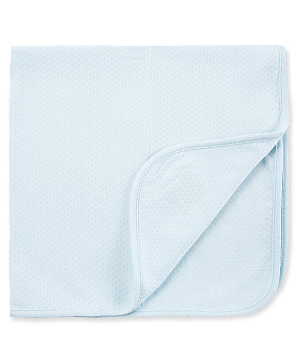 Light Blue Cotton Baby Blanket with Cute Bear Patch