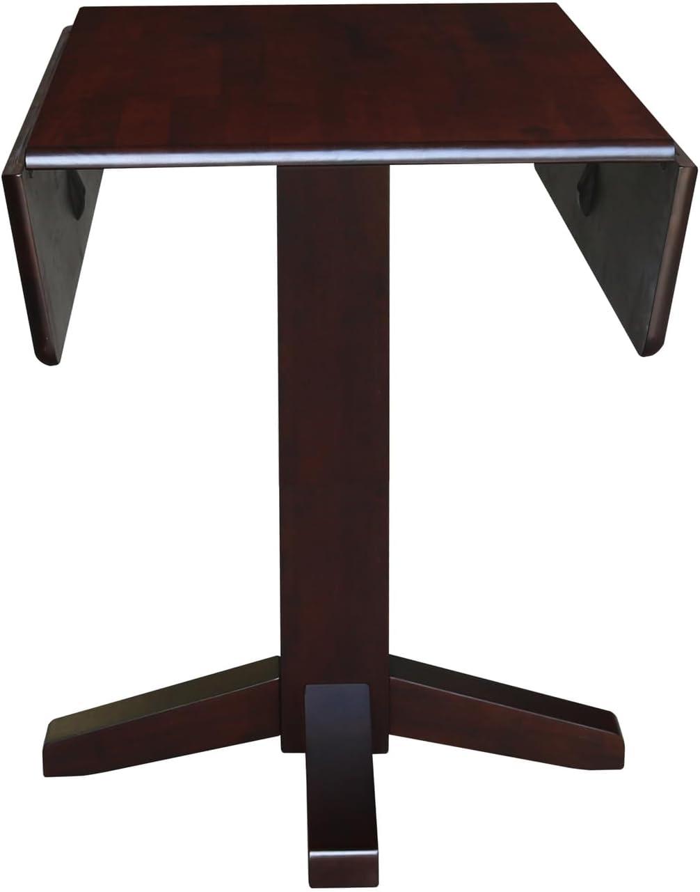 36" Sanders Square Dual Dining Table Rich Mocha - International Concepts: Solid Wood, 4-Seater Kitchen Table