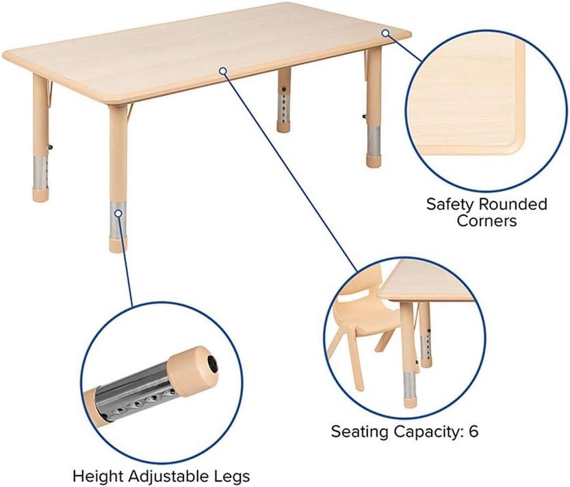 Goddard 23.625"W x 47.25"L Rectangular Plastic Height Adjustable Activity Table Set with 4 Chairs