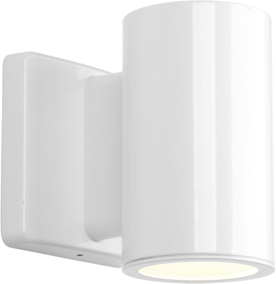 Progress Lighting Cylinders 1-Light Outdoor Wall Light in White Aluminum with Shade