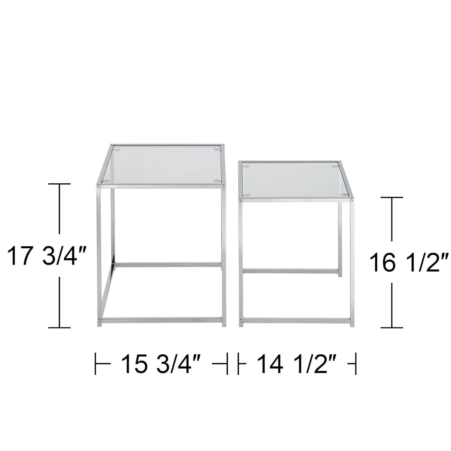 Rodney Chrome and Clear Glass Nesting Accent Tables Set of 2