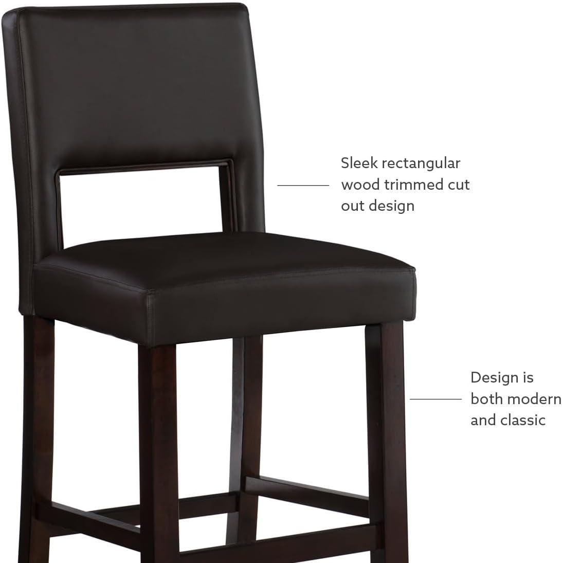 24" Vega Padded Counter Height Barstool with Ergonomic Footrest & Espresso Finish - Linon