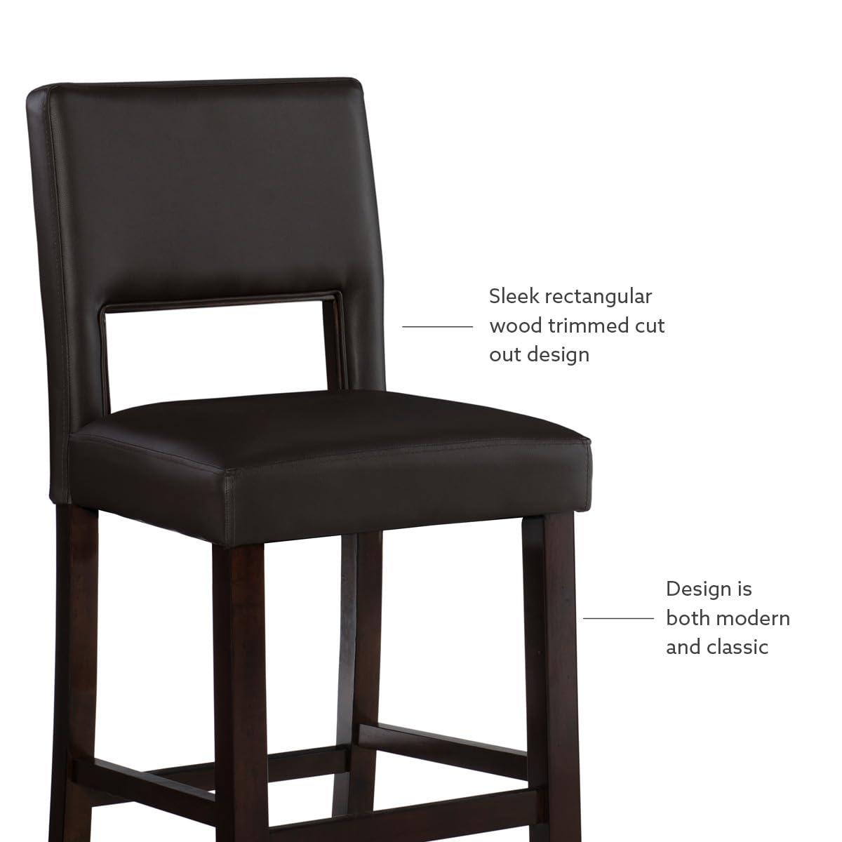 24" Vega Padded Counter Height Barstool with Ergonomic Footrest & Espresso Finish - Linon