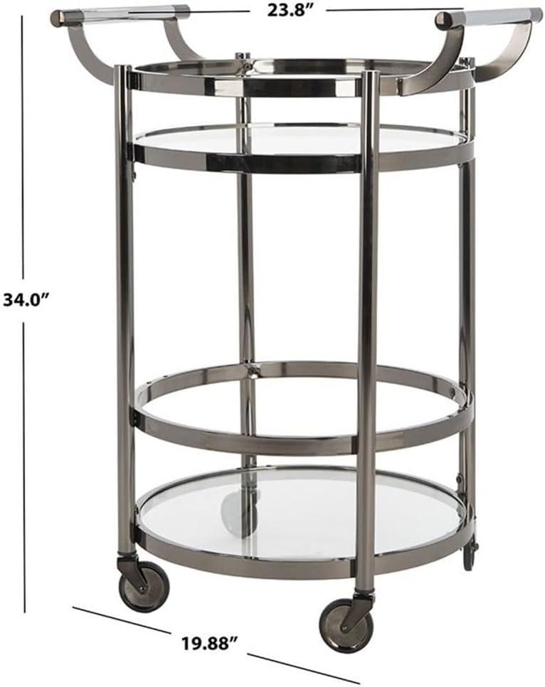 Sienna 2 Tier Round Bar Cart - BCT8001B - Gold/Glass - Safavieh